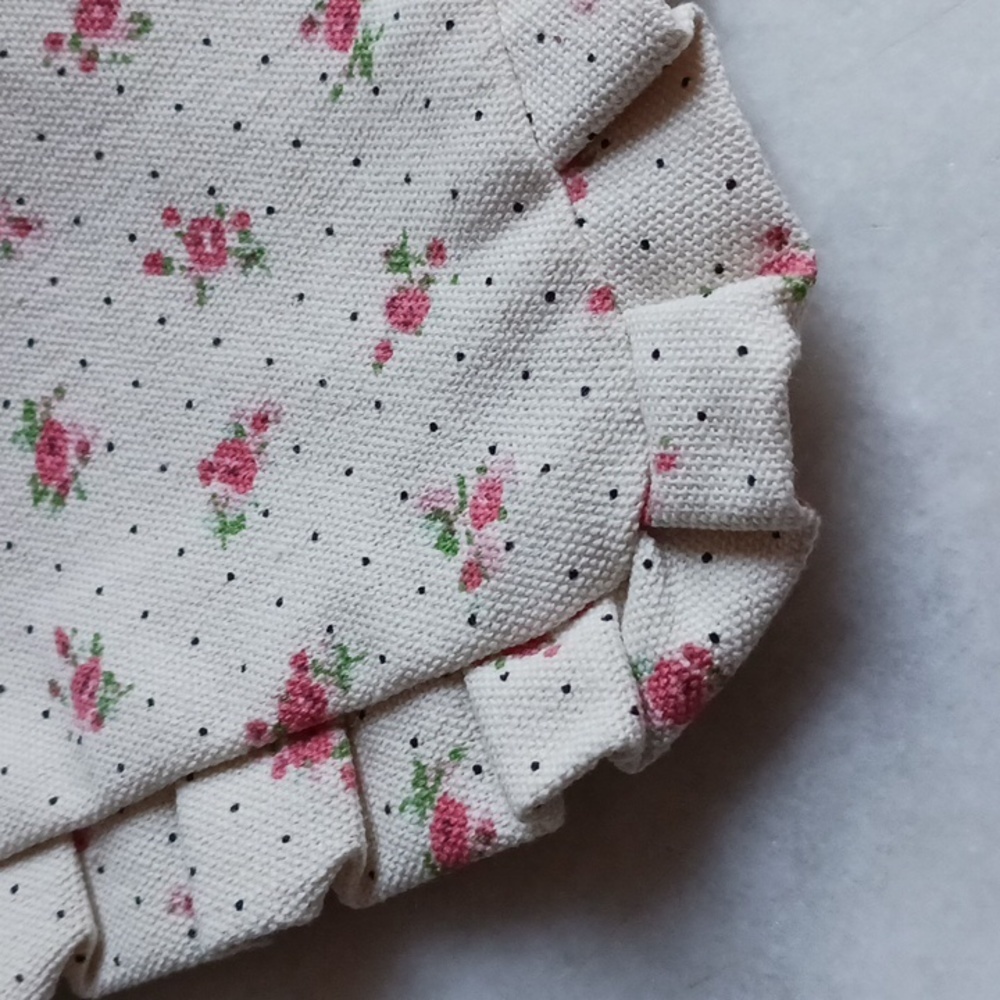 SEZANE FROUSFROUS CANVAS POUCH floral zippered ruffle bag cottagecore pi… - Picture 3 of 5